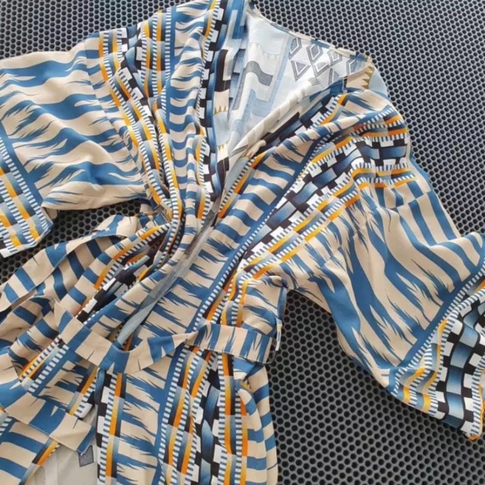 SOLD OUT Tribal Ethnic Cotton Self Tie Kimono Duster Robe - Picture 6 of 8